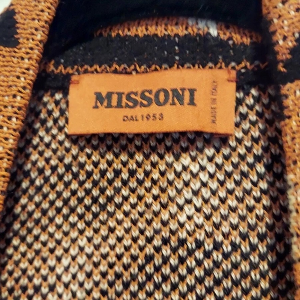 MISSONI Knit Wool Blend Long Duster Cardigan Sweater Coat Black Brown size IT42 - Picture 3 of 7